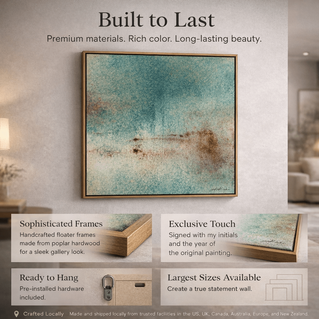 Teal Beige Abstract Wall Art Original Painting