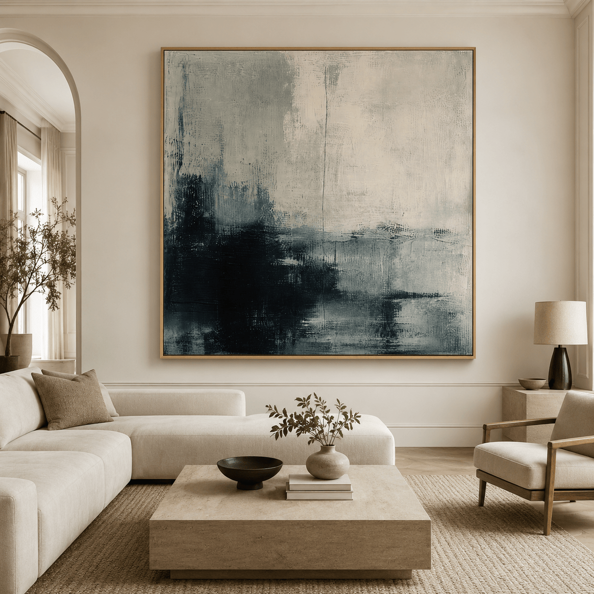 Textured Abstract Wall Art Original Painting — Carbon Tide by Rossetti Art