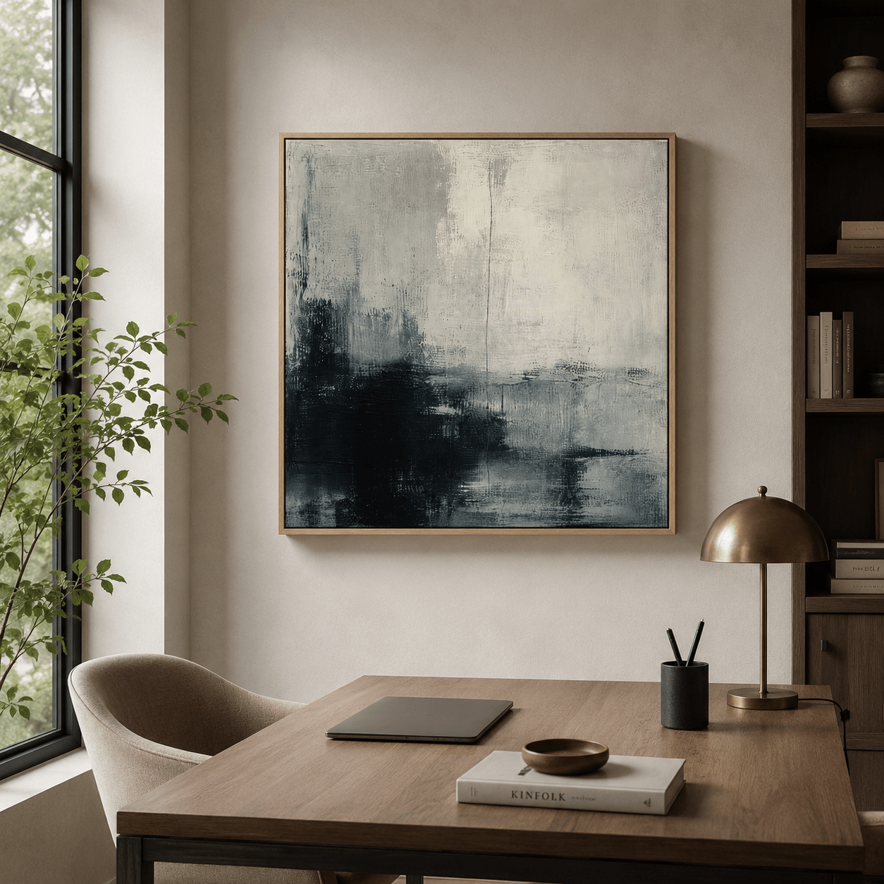 Textured Abstract Wall Art Original Painting — Carbon Tide by Rossetti Art