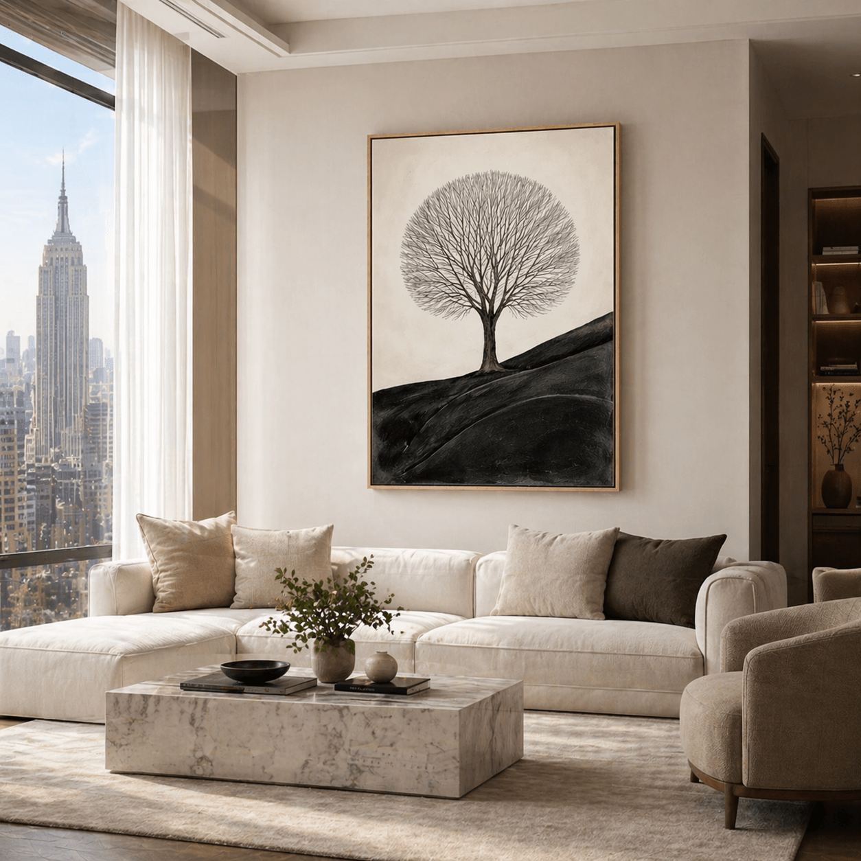 Tree Canvas Wall Art for Living Room - Solitary Winter Tree