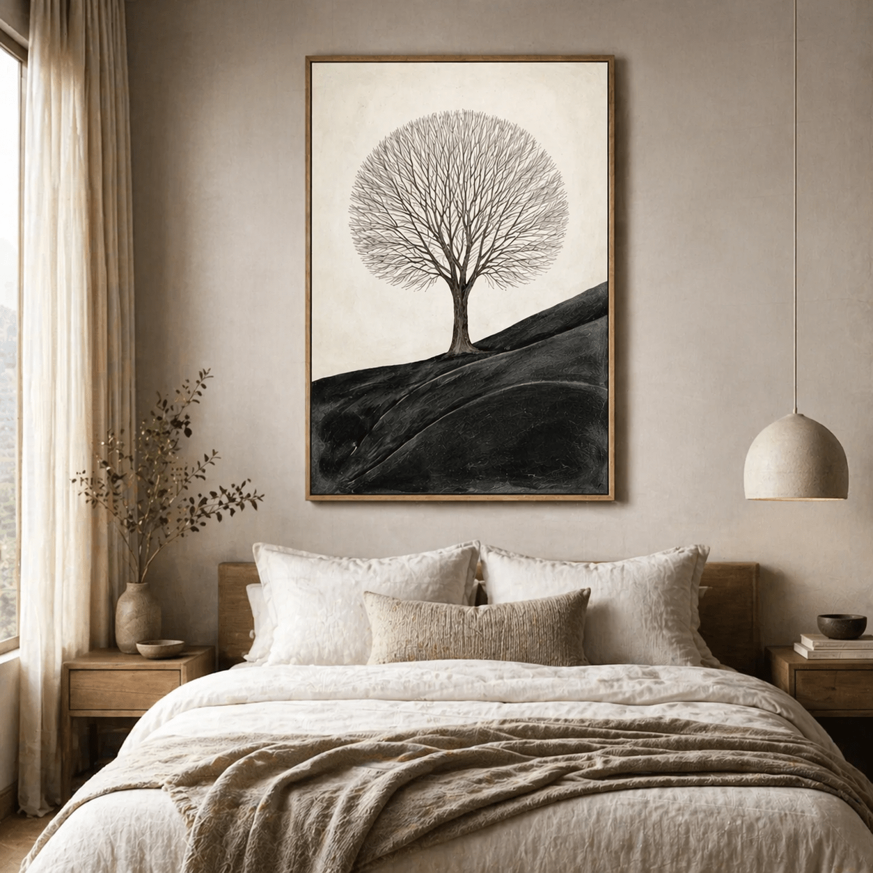 Tree Canvas Wall Art for Living Room - Solitary Winter Tree