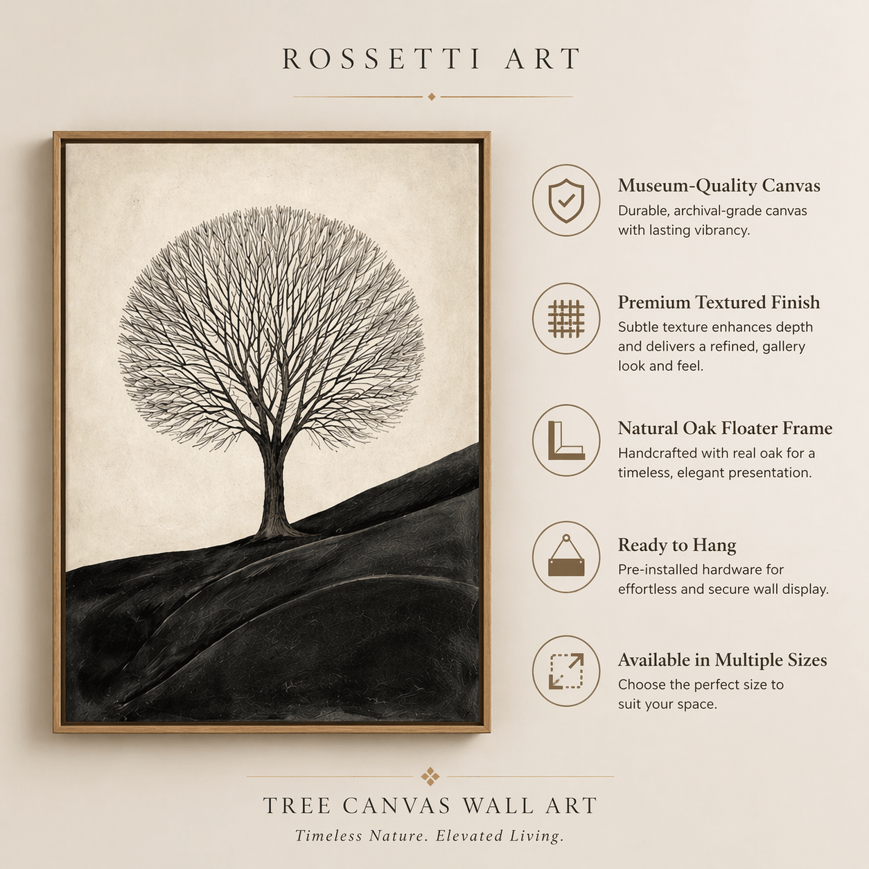 Tree Canvas Wall Art for Living Room - Solitary Winter Tree