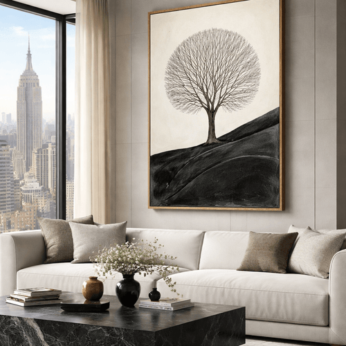 Tree Canvas Wall Art for Living Room - Solitary Winter Tree