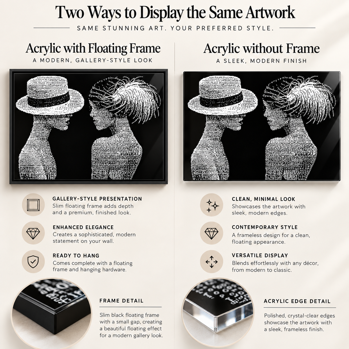 Typographic Art – Dialogue acrylic print with and without frame by Rossetti Art
