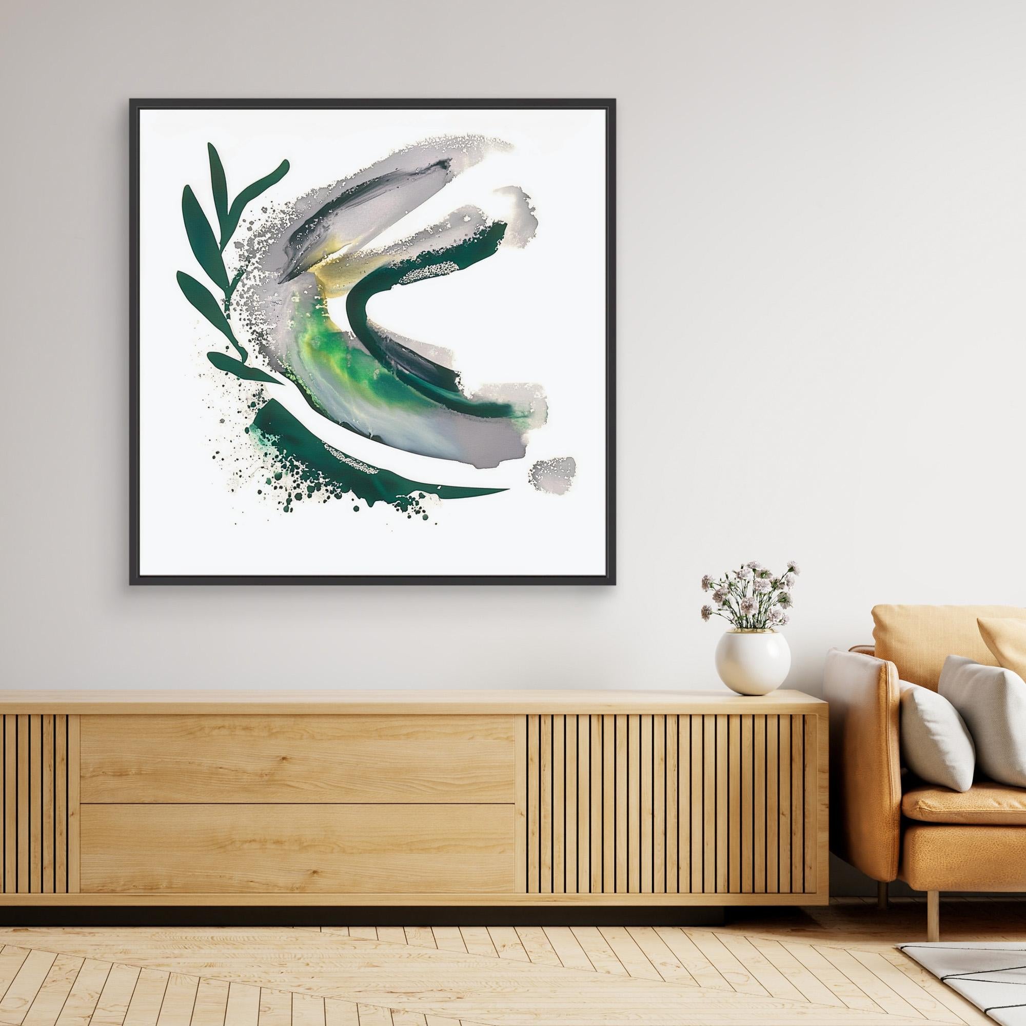 Canvas Print: Verdant Motion Flow – Abstract Botanical Art