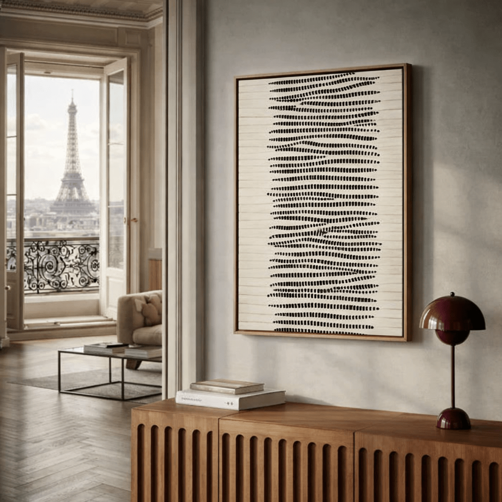 Vertical Black and White Abstract Canvas Print 