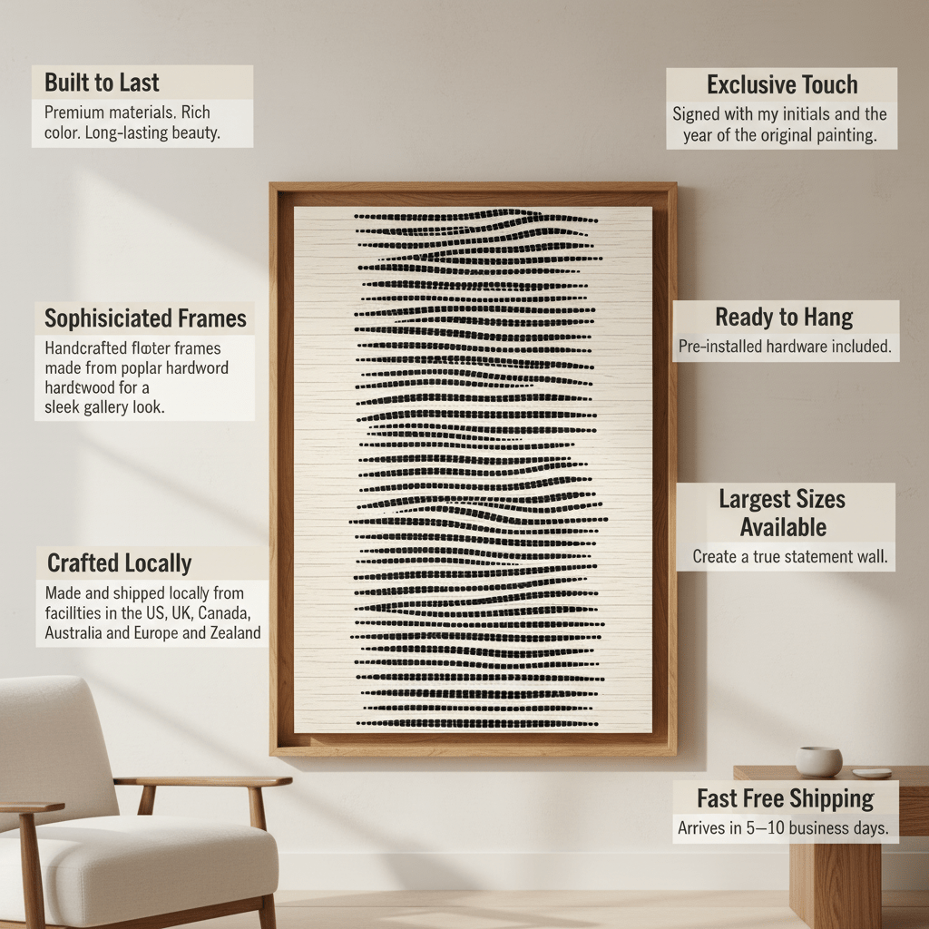 Vertical Black and White Abstract Canvas Print 
