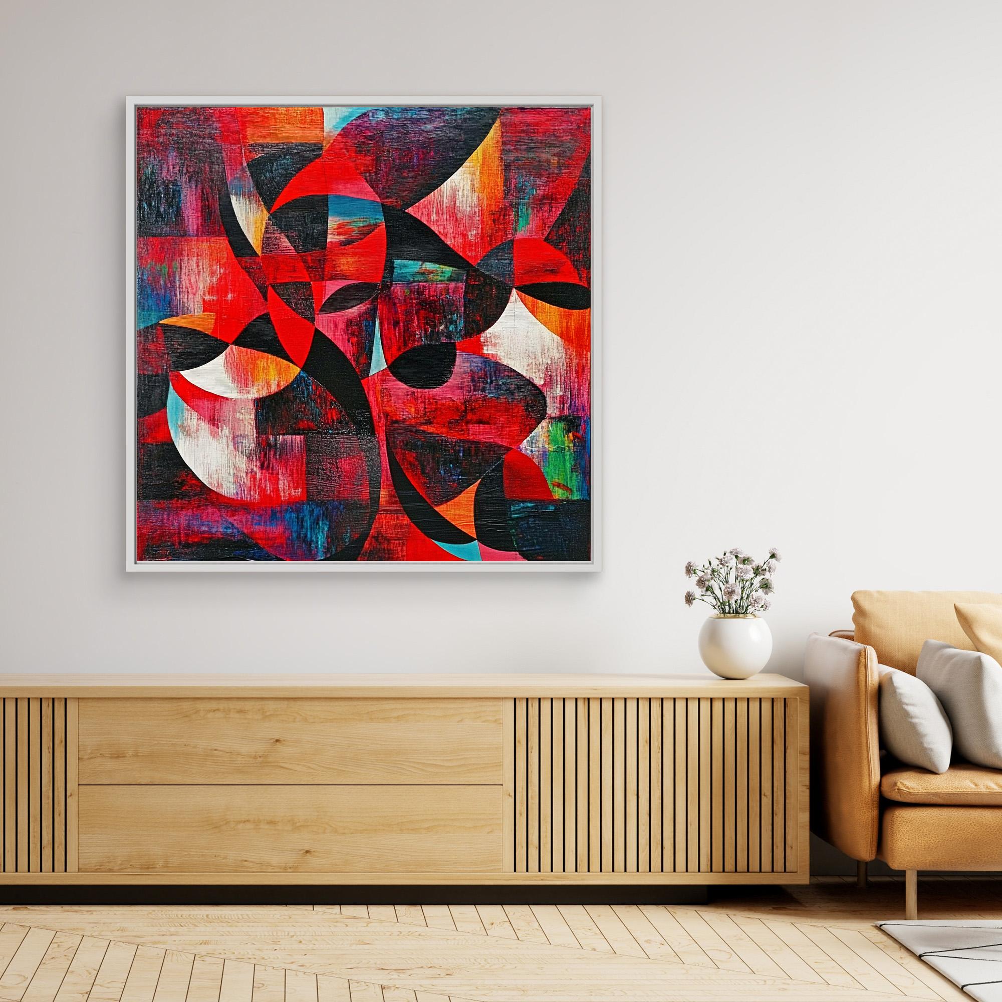 Canvas Print : Rhythms in Red | Abstract Geometric Wall Art | Modern Canvas