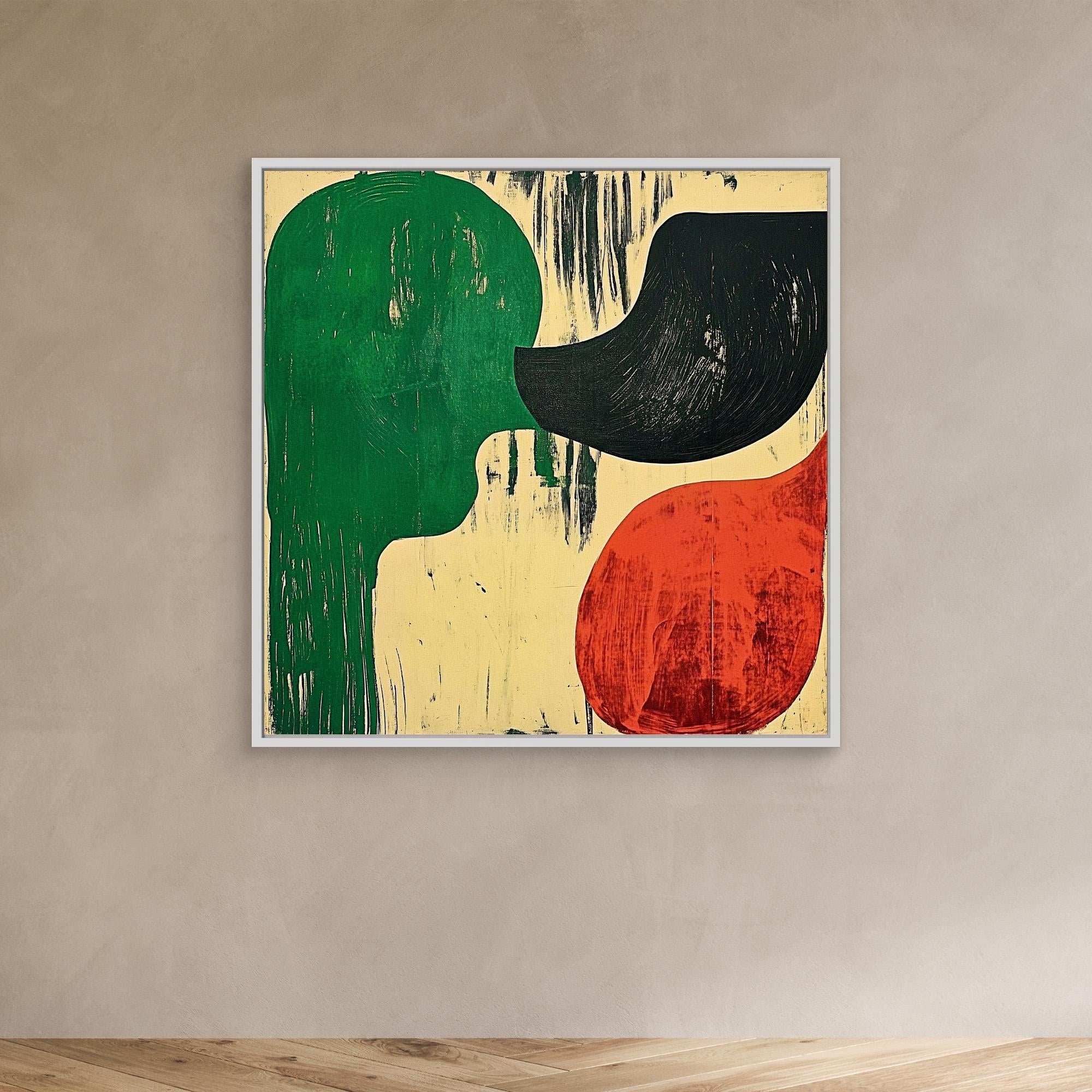 Canvas Print : Abstract Harmony – Green, Black, and Red Canvas Art