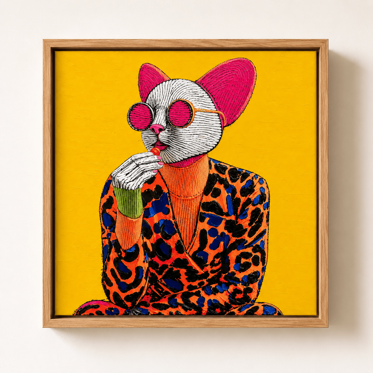 Whimsical Animal Wall Art — The Diva by Rossetti Art modern abstract canvas wall art by Rossetti Art – luxury interior design artwork for living room, bedroom, office – animal Dining Room Wall Art Entryway Wall Art