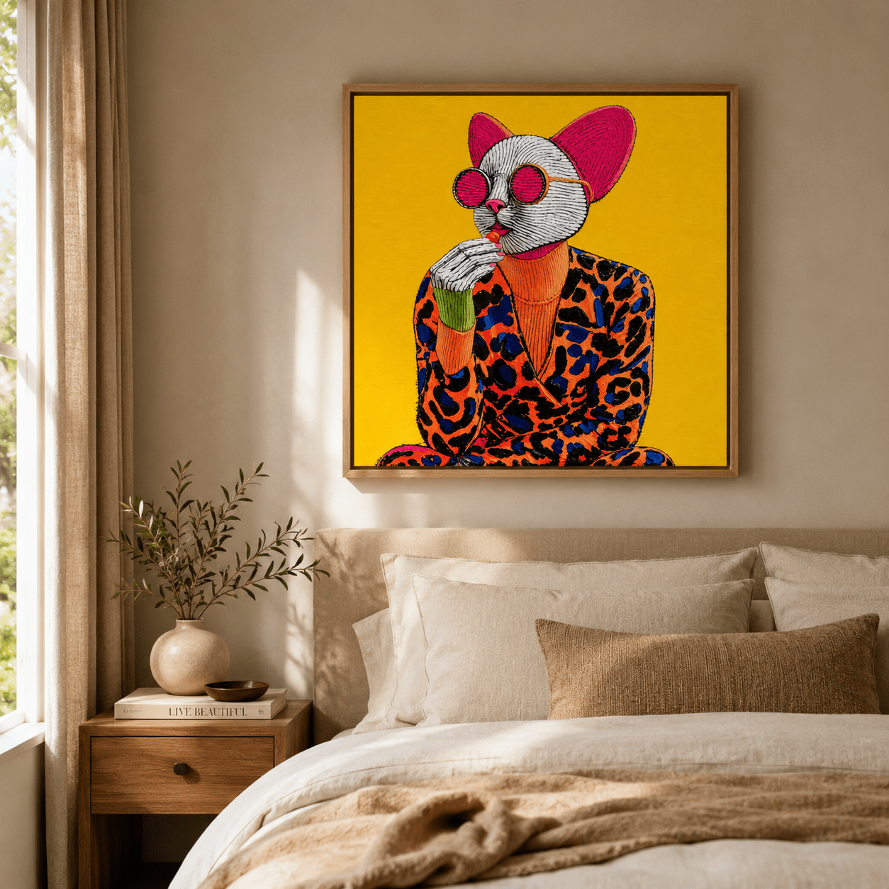 Whimsical Animal Wall Art — The Diva by Rossetti Art modern abstract canvas wall art by Rossetti Art – luxury interior design artwork for living room, bedroom, office – animal Dining Room Wall Art Entryway Wall Art