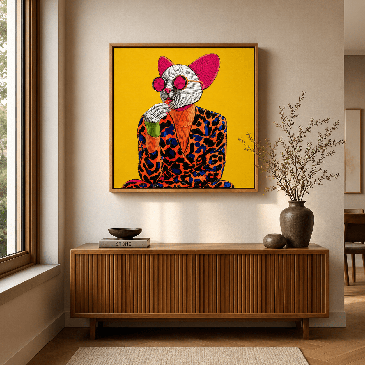Whimsical Animal Wall Art — The Diva by Rossetti Art modern abstract canvas wall art by Rossetti Art – luxury interior design artwork for living room, bedroom, office – animal Dining Room Wall Art Entryway Wall Art