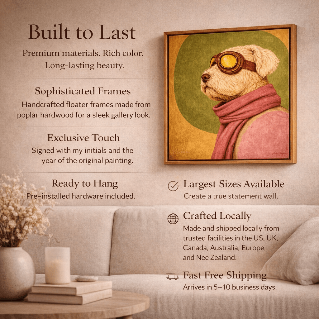 Whimsical Dog Portrait Canvas Print – Skybound Muse by Rossetti Art