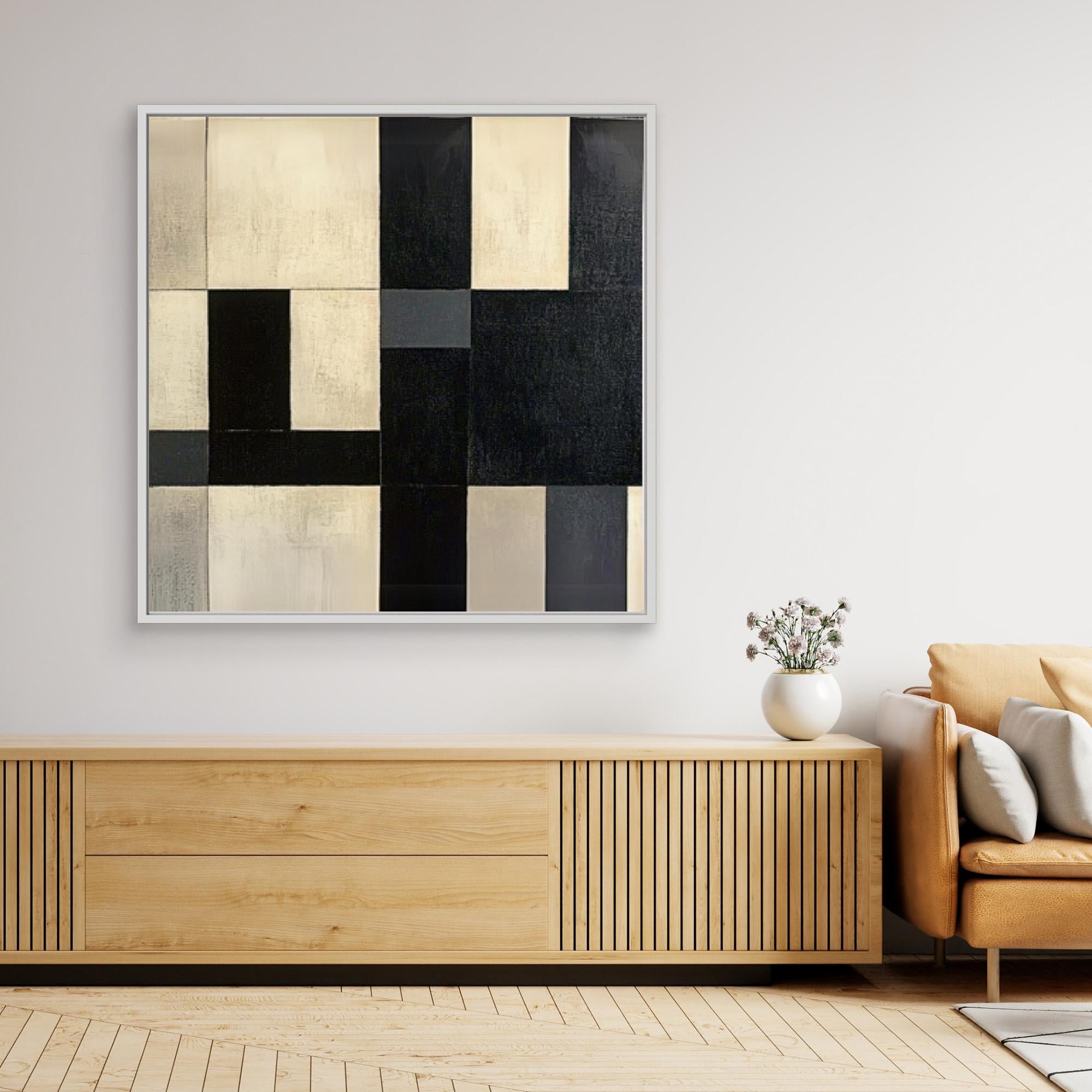 Canvas Print : Monochrome Symphony - Modern Abstract Black & White Canvas Art