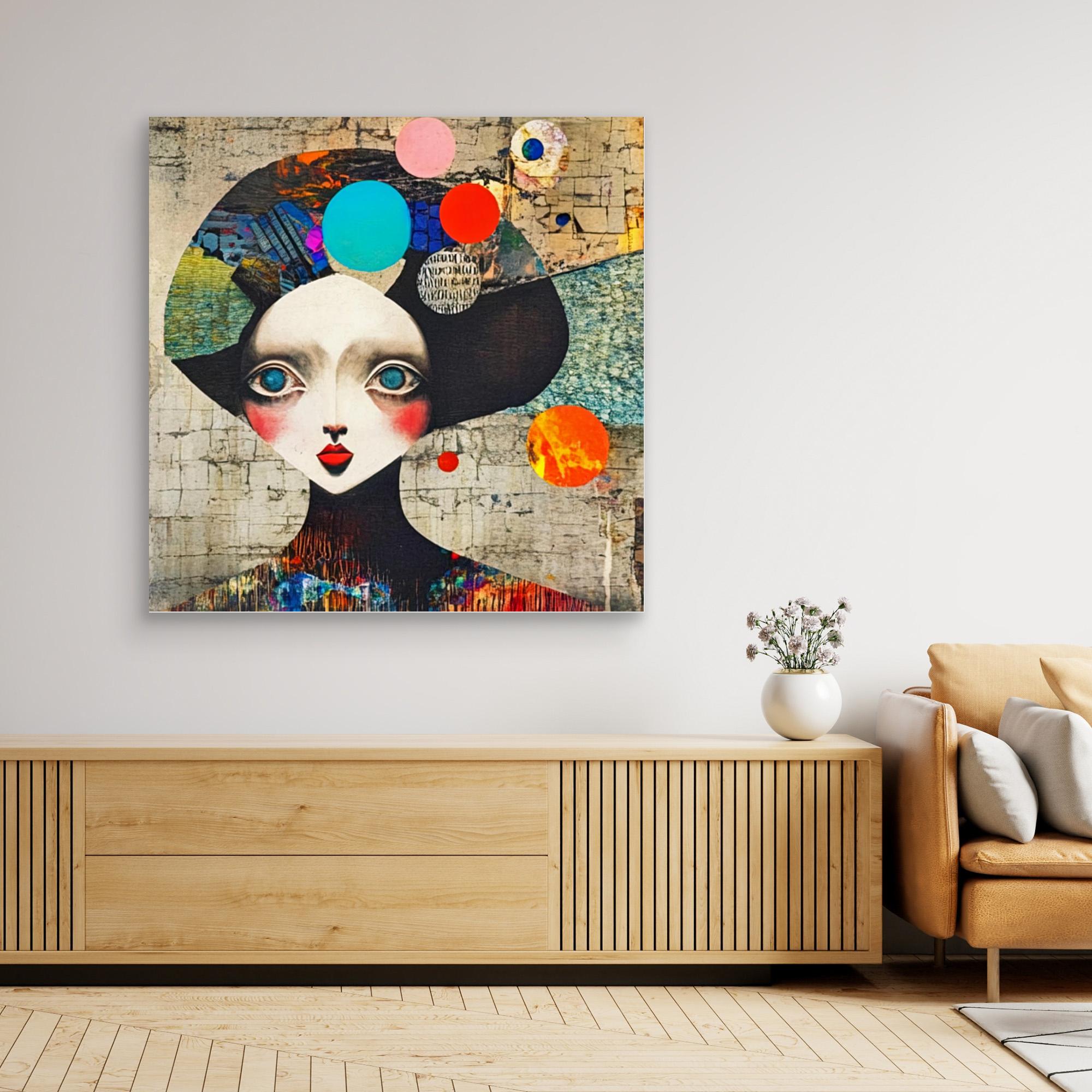 Original Painting : "Whimsical Vision" - Abstract Portrait Print | Vibrant Surreal Wall Art