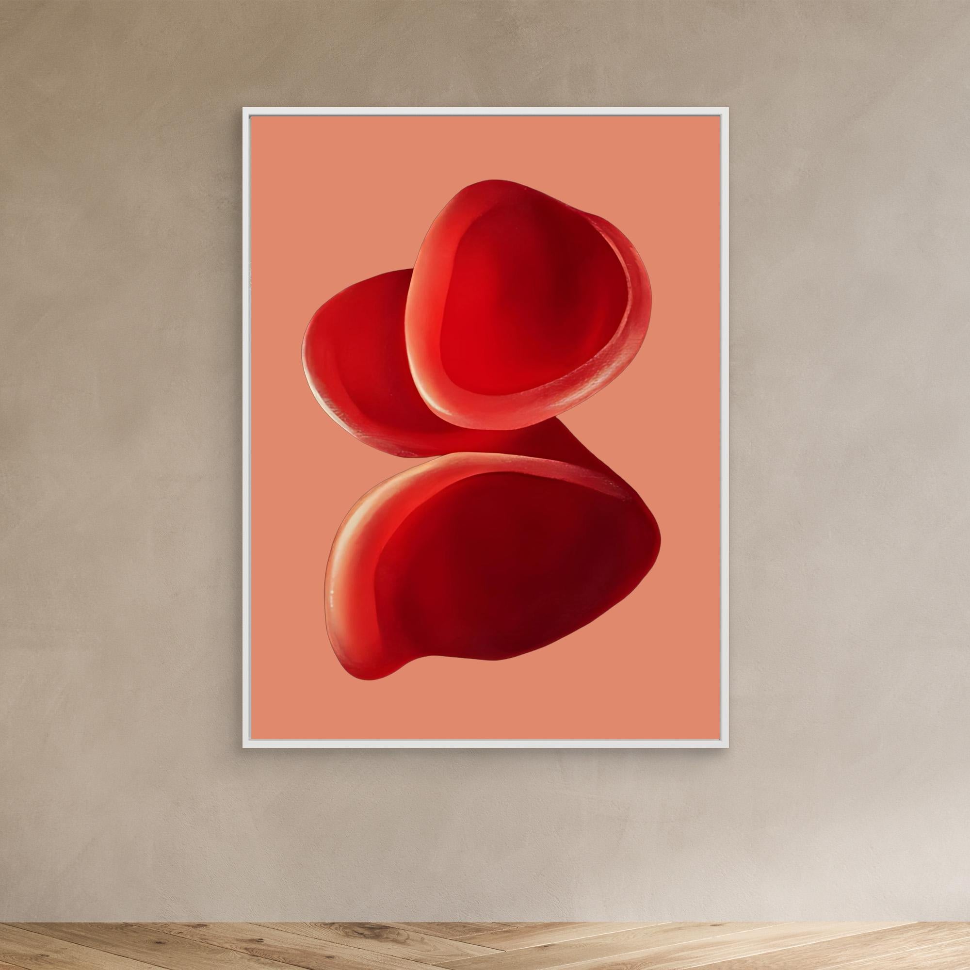 Canvas Print: "Crimson Petal Flow" - Abstract Floral Art