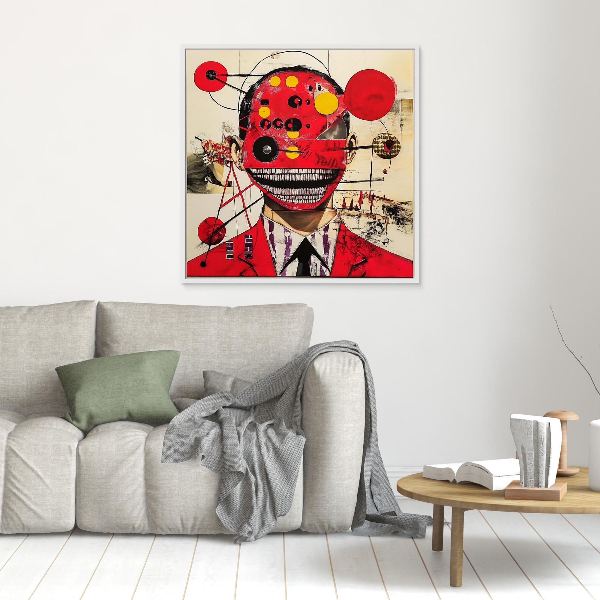 Canvas Print : Crimson Chaos - Surreal Red Abstract Art Print – Modern Mixed Media Wall Decor