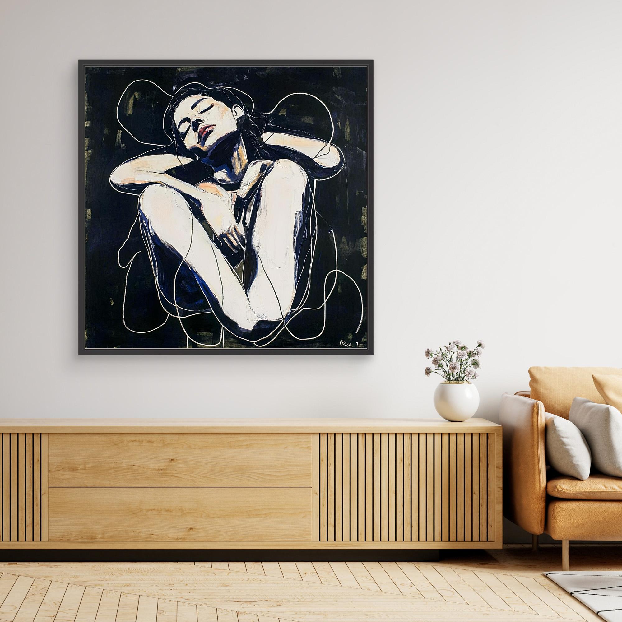 Canvas Print - Serenity in Shadows – Expressive Female Figure Canvas Art