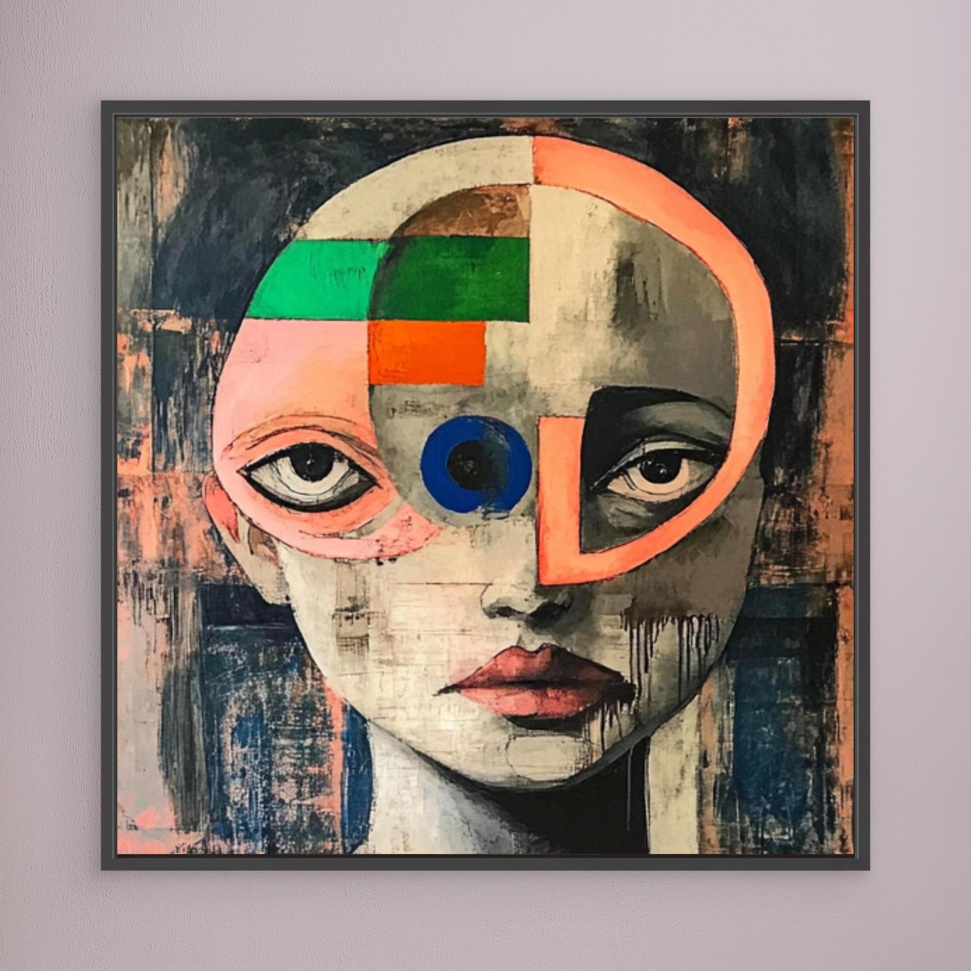 Canvas Print : Fragmented Vision - Modern Surreal Face Art Print – Colorful Abstract Wall Decor