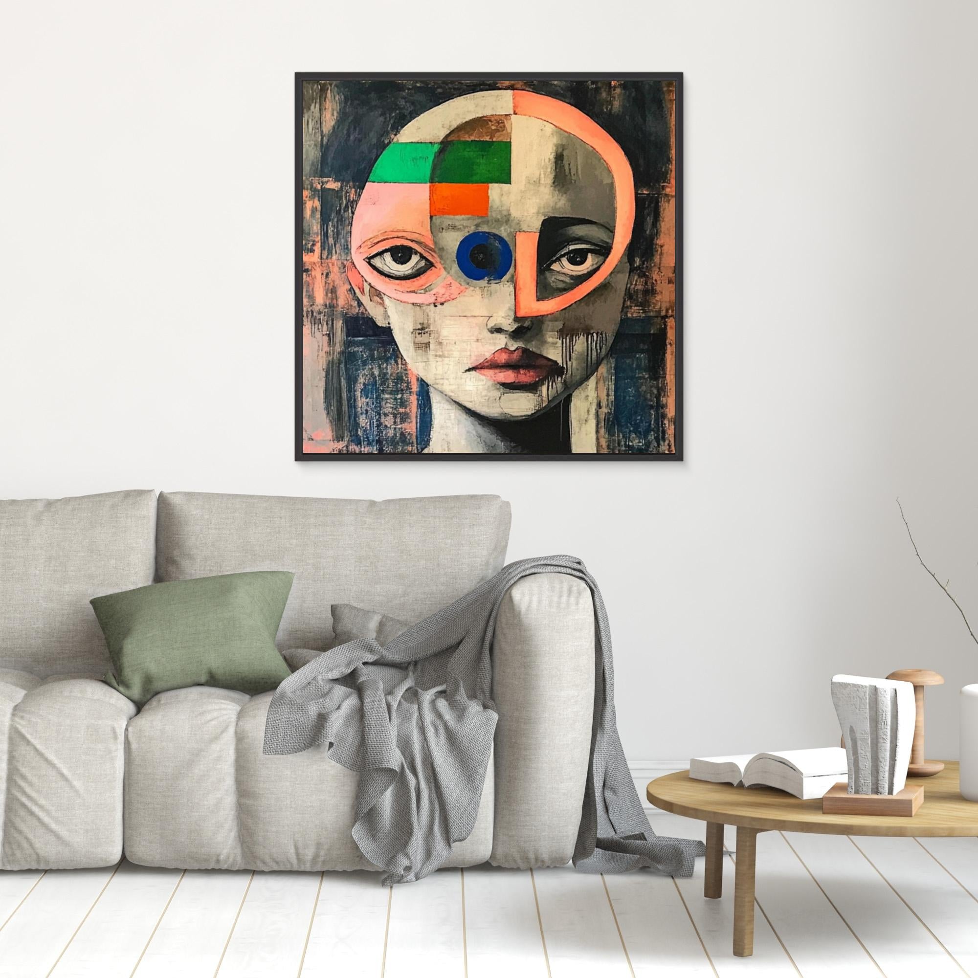 Canvas Print : Fragmented Vision - Modern Surreal Face Art Print – Colorful Abstract Wall Decor