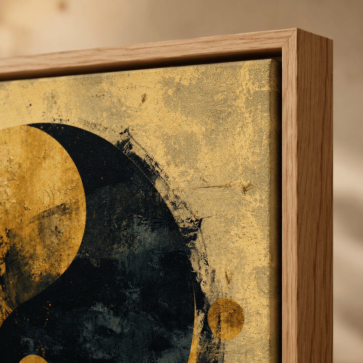 Yin Yang Wall Art Original Painting — Gilded Duality by Rossetti Art
