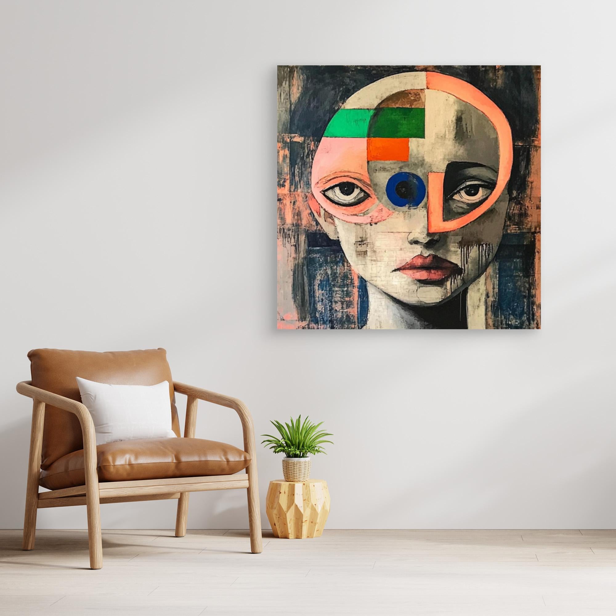 Canvas Print : Fragmented Vision - Modern Surreal Face Art Print – Colorful Abstract Wall Decor