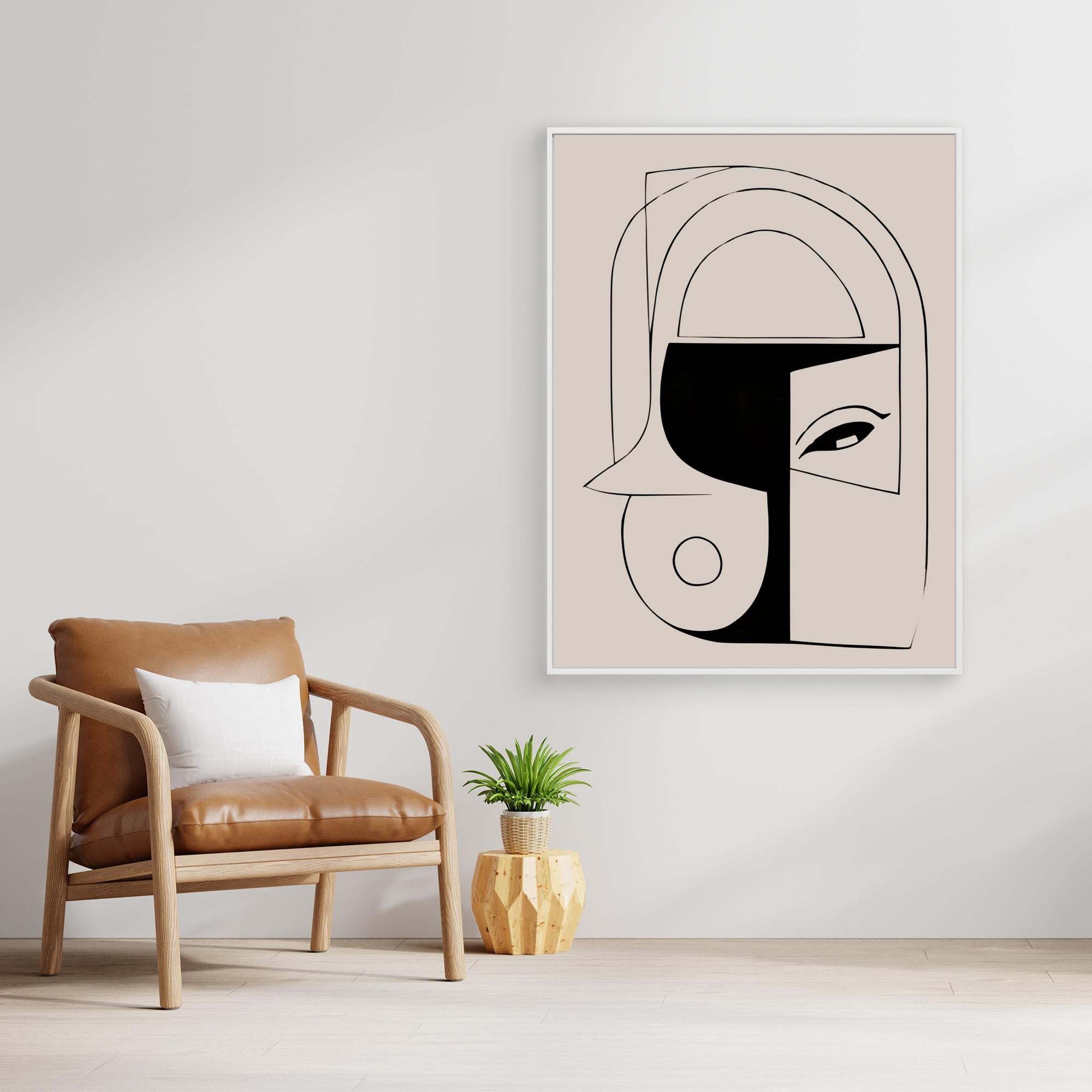 Canvas Print: Abstract Face Harmony – Line Drawing Art