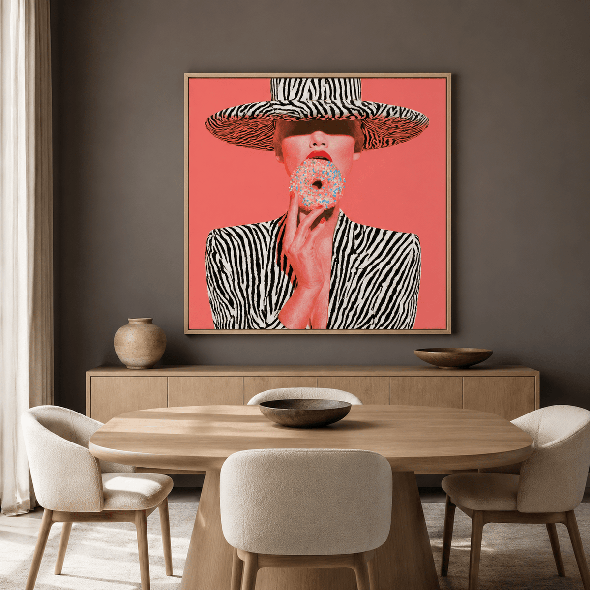 Zebra print wall art in a modern dining room – Glazed Safari by Rossetti Art